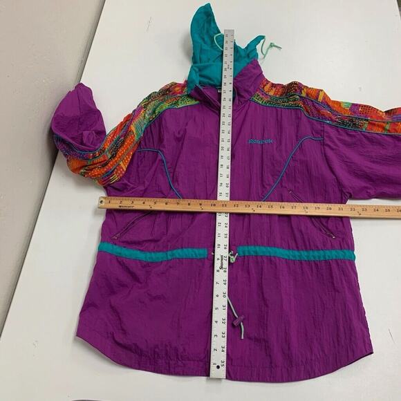 Vintage Reebok Jacket Womens M Medium Multi Retro Full Zip Hoodie Oversized - Picture 9 of 11